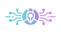 Digital data flow to hexagonal core. Secure information processing. vector design Generative AI Royalty Free Stock Photo