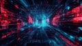 Digital data flowing through abstract cyberspace tunnel Royalty Free Stock Photo