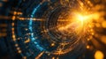 Digital data flowing through abstract futuristic tunnel Royalty Free Stock Photo
