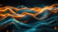 Digital data flowing through abstract particle waves Royalty Free Stock Photo