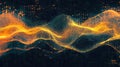 Digital data flowing abstract wave particle grid Royalty Free Stock Photo