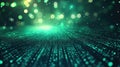 Digital data flowing across a glowing particle network surface Royalty Free Stock Photo