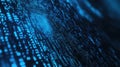 Digital data flowing on a blue glowing binary code surface Royalty Free Stock Photo