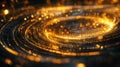 Digital data flowing creating swirling golden abstract technology Royalty Free Stock Photo