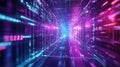 Digital data flowing in a futuristic network tunnel Royalty Free Stock Photo