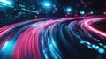Digital data flowing light trails network highway Royalty Free Stock Photo
