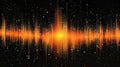 Digital data forms an audio wave frequency pattern, an abstract network surface in cyberspace, with a dark background Royalty Free Stock Photo