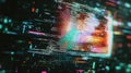 Digital data glitching on abstract technology screen Royalty Free Stock Photo