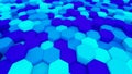 Digital data. Hexagon shape in structure of architecture technology concept on blue background, 3d abstract illustration Royalty Free Stock Photo