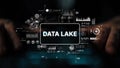 Digital Data Lake Interface with Analytics Graphics and Visualization Elements in Modern Technology Concept. Asymptotic Royalty Free Stock Photo