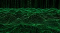 Digital Data Landscape Green Binary Code Waves and Falling Code Particles Royalty Free Stock Photo