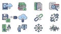 Digital Data Management and Cloud Security Icons Royalty Free Stock Photo