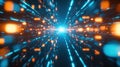 Digital data moving through abstract light speed tunnel Royalty Free Stock Photo