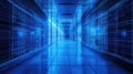 Digital data moving through futuristic server corridor Royalty Free Stock Photo