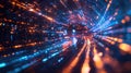 Digital data moving through a futuristic tunnel network Royalty Free Stock Photo