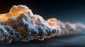 Digital Data Network with Binary Code Particles, 3D render of cloud technology with a digital data network and web connection Royalty Free Stock Photo