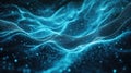 Digital data network connecting particles over flowing waves Royalty Free Stock Photo