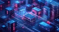 Digital data network connecting server processor units Royalty Free Stock Photo