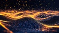 Digital data network connecting waves and glowing particles Royalty Free Stock Photo