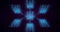 Digital data network with glowing blue binary code connecting multiple server nodes Royalty Free Stock Photo
