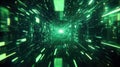 Digital data network moving through futuristic green tunnel Royalty Free Stock Photo