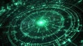 Digital data network system generating green glow Royalty Free Stock Photo