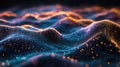 Digital data particles forming abstract flowing wave surface Royalty Free Stock Photo
