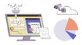 Digital Data Processing and Analysis with Invoicing, Security, and Analytics Visualization Royalty Free Stock Photo