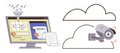 Digital Data Processing with Computer, Cloud Storage, and Security Camera for Secure Management Royalty Free Stock Photo