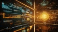 Digital data processing on futuristic interactive interface screen Royalty Free Stock Photo