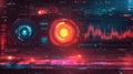 Digital data processing futuristic interface with glowing hud elements Royalty Free Stock Photo