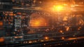 Digital data processing with futuristic user interface Royalty Free Stock Photo