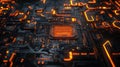 Digital data processing on glowing circuit board Royalty Free Stock Photo