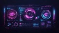 Digital data processing on holographic screen interface display Royalty Free Stock Photo
