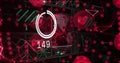 Digital data processing image over red and green graphical interface with numbers Royalty Free Stock Photo