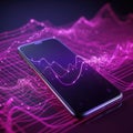 Digital data processing over smartphone screen, created using generative ai technology Royalty Free Stock Photo