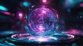 Digital data sphere displaying futuristic glowing neon cyber technology Royalty Free Stock Photo