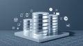 Digital data storage concept: 3D rendering of database servers and cloud computing symbols. Royalty Free Stock Photo