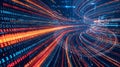 Digital Data Stream of Binary Code Flowing Through a Futuristic Tunnel image photo Royalty Free Stock Photo