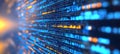 Digital Data Stream Binary Code Flowing on Screen, Technology Background, Abstract Big Data Concept