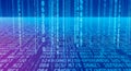 Digital Data Stream: Binary Code and Text in Blue Hues Royalty Free Stock Photo