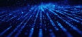 Digital Data Stream with Blue Particles and Binary Code Background, copy space for text Royalty Free Stock Photo