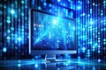 Digital Data Stream on Computer Screen with Abstract Blur Royalty Free Stock Photo