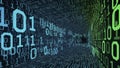 Digital Data Stream in a Cyber Tunnel with Binary Code and Blue-Green Hues Royalty Free Stock Photo