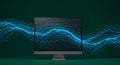 Digital Data Stream Flow on Computer Screen with Blue Binary Code Abstract Technology Royalty Free Stock Photo