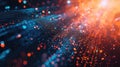 Digital data stream flowing connection network bokeh Royalty Free Stock Photo