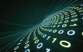 Digital data stream flowing in a futuristic abstract cyber tunnel visualization Royalty Free Stock Photo