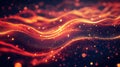 Digital data stream forming glowing particle wave network Royalty Free Stock Photo