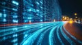 Digital Data Stream on a Futuristic Highway with Vibrant Motion Lines and Technology Concept Visuals Royalty Free Stock Photo