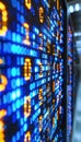 Digital data stream with glowing binary code encryption concept on pixelated digital interface. Royalty Free Stock Photo